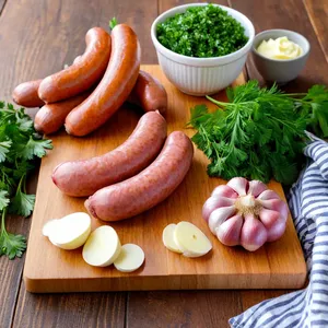 Рецепт Сосиски с чесночным маслом и зеленью - Подготовка ингредиентов