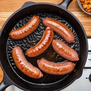 Рецепт Сосиски с чесночным маслом и зеленью - Обжарка сосисок