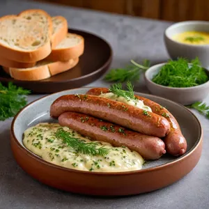 Рецепт Сосиски с чесночным маслом и зеленью - Подача
