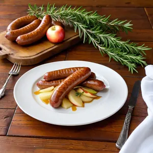 Рецепт Сосиски с яблочным чатни и розмарином - Подача