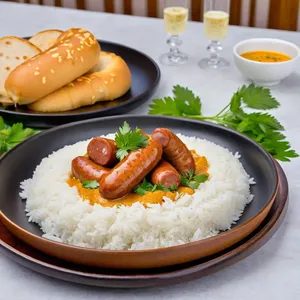 Рецепт Сосиски с карри и кокосовым молоком - Подача