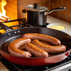 Рецепт Сосиски с кленовым сиропом и жареными орехами - Приготовление сосисок