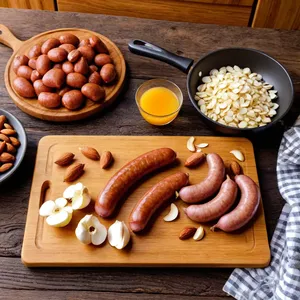 Рецепт Сосиски с медово-апельсиновым соусом и жареным миндалем - Подготовка ингредиентов
