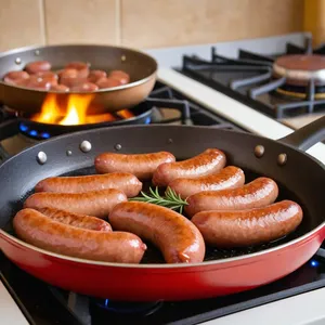 Рецепт Сосиски с медово-чесночным глазированием и розмарином - Обжарка сосисок