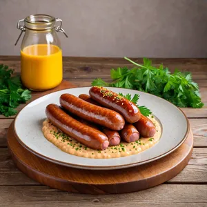 Рецепт Сосиски с медовой горчицей и кунжутом - Подача