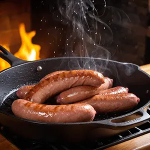 Рецепт Сосиски с пикантным соусом терияки и кунжутом - Обжарка сосисок