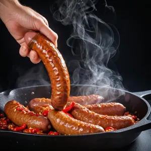 Рецепт Сосиски с пикантным соусом терияки и кунжутом - Добавление чеснока и перца