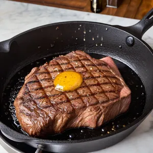 Рецепт Стейк с голубым сыром и грушевым чатни - Приготовление стейка