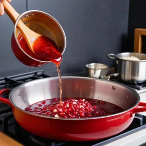 Рецепт Стейк с соусом из граната и жареным базиликом - Приготовление гранатового соуса