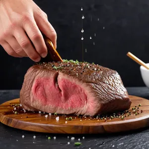 Рецепт Стейк с соусом из киви и жареным имбирём - Маринование стейка
