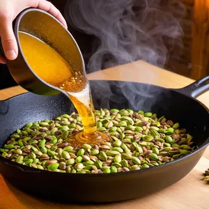 Рецепт Стейк с соусом из морошки и жареными фисташками - Обжарка фисташек
