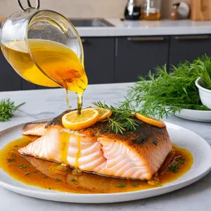 Рецепт Стерлядь с шафрановым маслом на гриле - Маринование рыбы