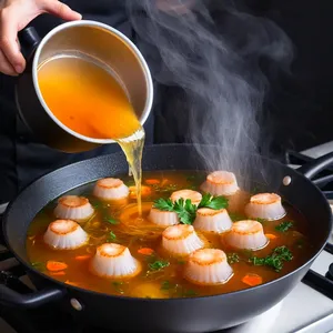 Рецепт Суп с гребешками и бульоном даши - Соединение компонентов
