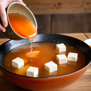 Рецепт Суп с лососем и мисо-бульоном - Добавление лосося и тофу