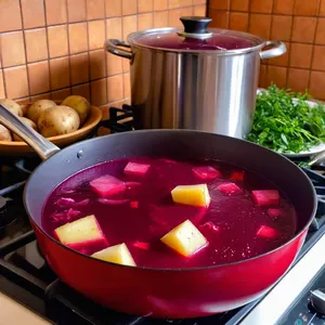 Рецепт Свекольник с хурмой и имбирём - Варка свёклы и картофеля
