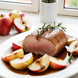 Рецепт Свиная корейка с яблочным сидром и розмарином - Подача блюда