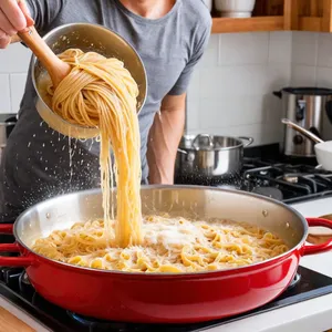 Рецепт Сырная паста с трюфелем и грецкими орехами - Смешивание пасты с соусом