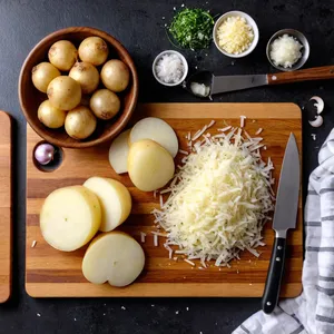 Рецепт Сырная запеканка с фаршем и картофелем - Подготовка ингредиентов