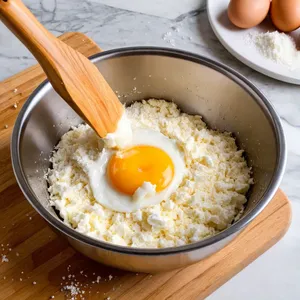 Рецепт Сырные бризоли с грушей и грецким орехом - Приготовление сырной массы