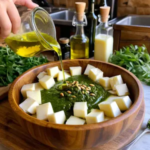 Рецепт Сырные фаршированные перцы с песто и кедровыми орешками - Приготовление начинки