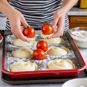 Рецепт Сырные гнезда с моцареллой и томатами - Формирование сырных гнёзд