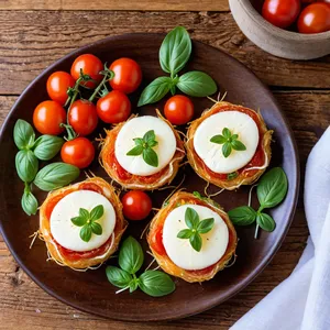 Рецепт Сырные гнезда с моцареллой и томатами - Подача