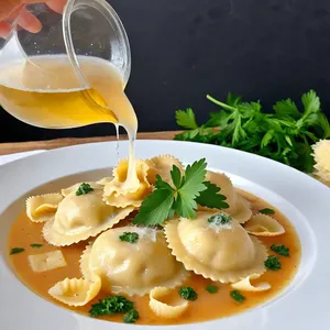 Рецепт Сырные равиоли с трюфельным соусом - Варка равиоли и подача