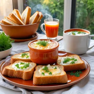 Рецепт Сырные тосты с чесноком и зеленью - Подача