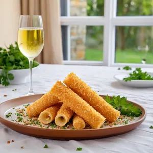 Рецепт Сырные трубочки с черносливом и миндалем - Подача