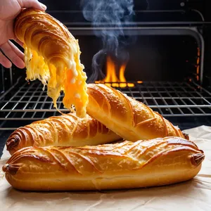 Рецепт Сырные трубочки с грушей и медом - Выпекание