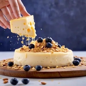 Рецепт Сырные цветы с голубикой и миндальной крошкой - Добавление миндальной крошки