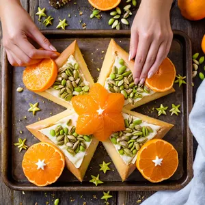 Рецепт Сырные звёзды с мандарином и фисташками - Добавление начинки