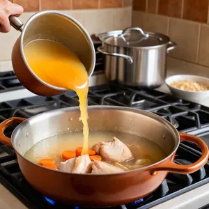 Рецепт Сырный суп с брокколи и гренками - Приготовление основы супа