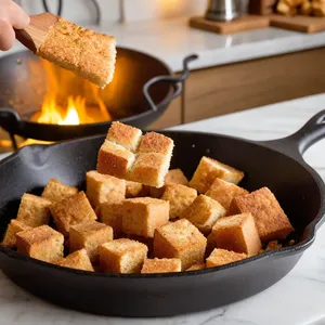 Рецепт Сырный суп с брокколи и гренками - Приготовление гренок