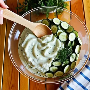 Рецепт Таратор с огурцом и кедровыми орешками - Соединение всех ингредиентов