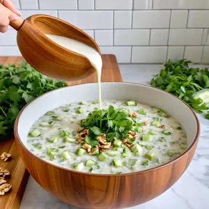 Рецепт Таратор с огурцом и кинзой на миндальном молоке - Смешивание основы