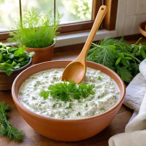Рецепт Таратор с огурцом и жареным нутом - Сборка таратора