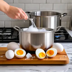 Рецепт Тюря с яйцом и свежим щавелем на хлебном квасе - Варка яиц