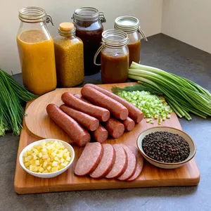 Рецепт Тюря с копчёной колбасой и горчицей на квасе - Подготовка ингредиентов