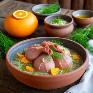 Рецепт Тюря с копчёной уткой и апельсиновой цедрой на квасе - Настаивание и подача