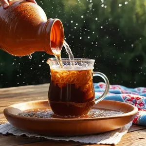 Рецепт Тюря с копчёным беконом и хреном на квасе - Заливка квасом и подача
