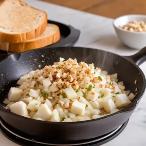 Рецепт Тюря с копчёным салом и чесноком на квасе - Смешивание с чесноком