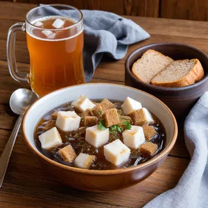 Рецепт Тюря с копчёным салом и чесноком на квасе - Подача тюри
