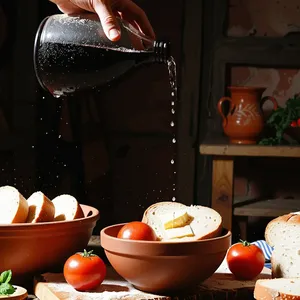 Рецепт Тюря с копчёным сыром и вялеными томатами на квасе - Заливка квасом и подача