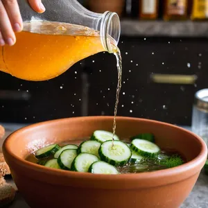 Рецепт Тюря с огурцом и укропом на квасе - Заливка квасом