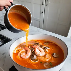 Рецепт Том Ям с грибами и лемонграссом - Введение кокосового молока