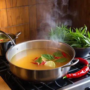 Рецепт Том Ям с креветками и кокосовым молоком - Приготовление бульона