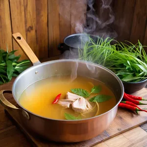 Рецепт Том Ям с курицей и имбирем - Приготовление бульона
