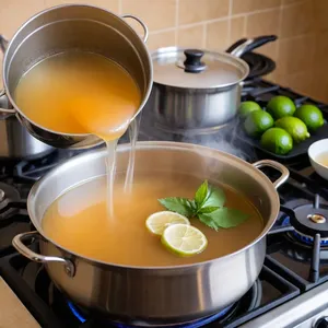 Рецепт Том Ям с морскими гребешками и имбирём - Приготовление бульона
