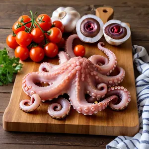 Рецепт Том Ям с осьминогом и кинзой - Подготовка морепродуктов и овощей